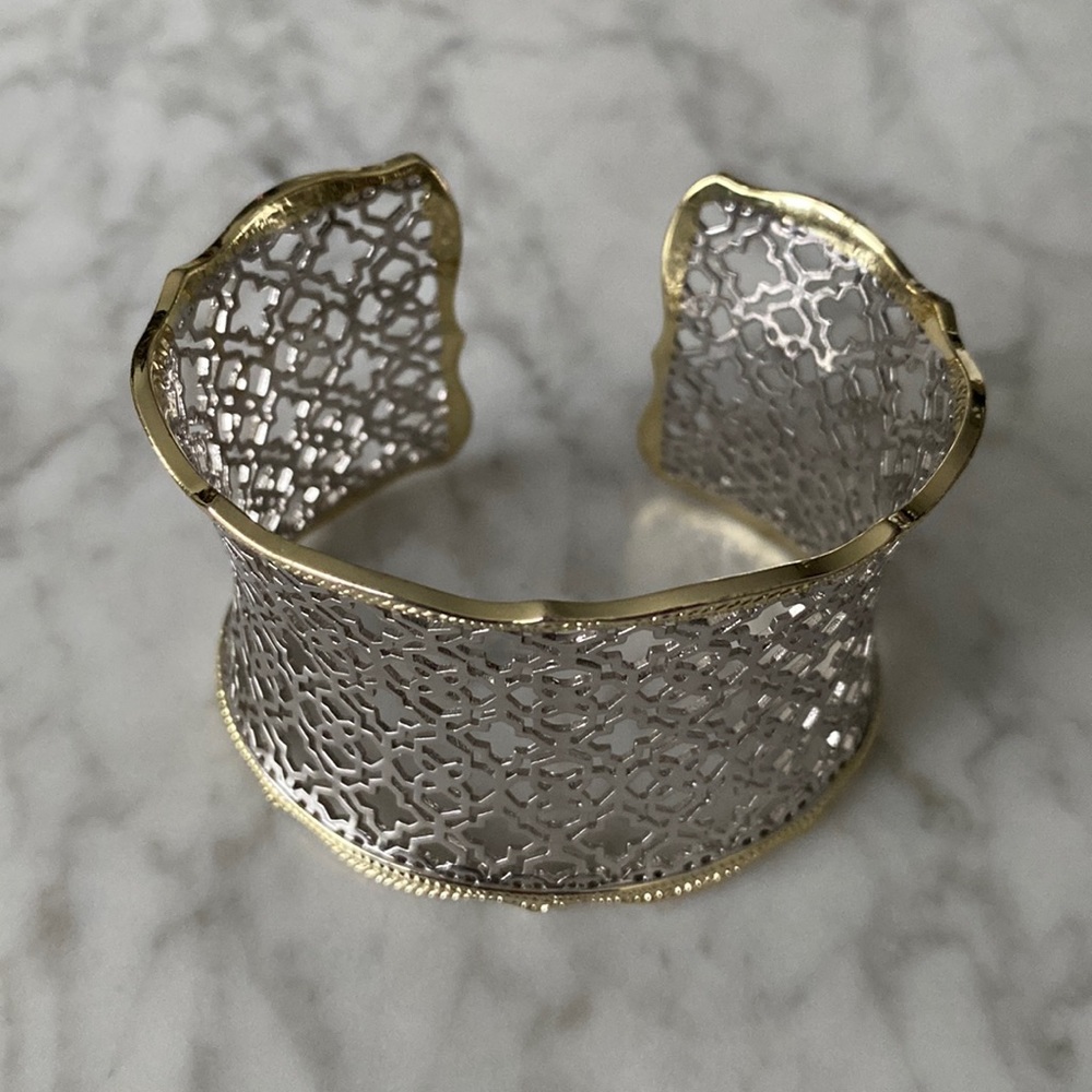 Kendra Scott Candice Gold Cuff Bracelet in Silver Filigree Mix